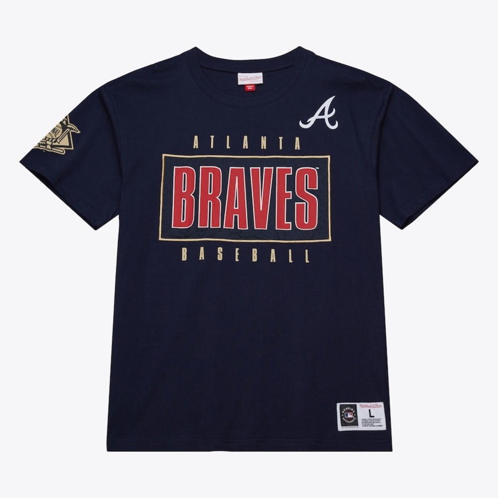 Mitchell & Ness Men's Navy Atlanta Braves Team OG 2.0 Premium T-Shirt Medium